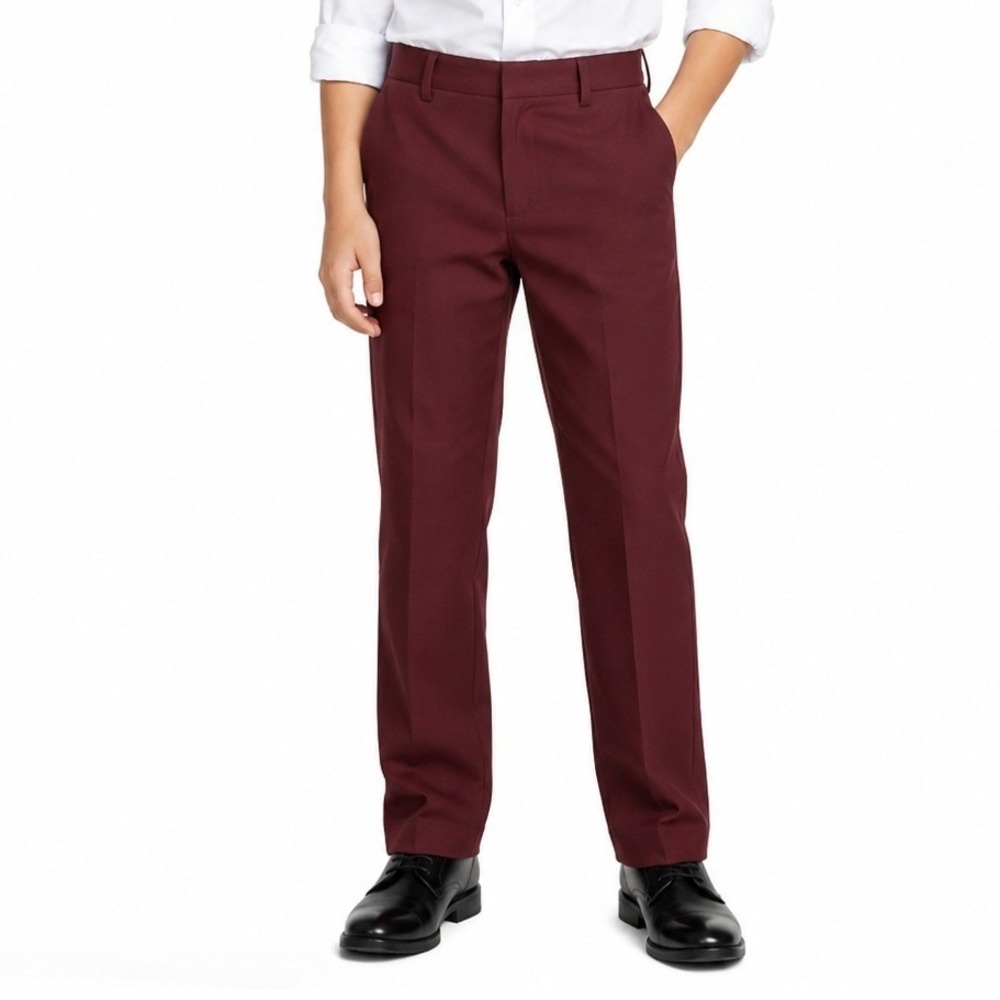 Nautica Boys 16 Regular Suit‎ Pants Burgundy New Zip Fly Holidays Dressy Look
